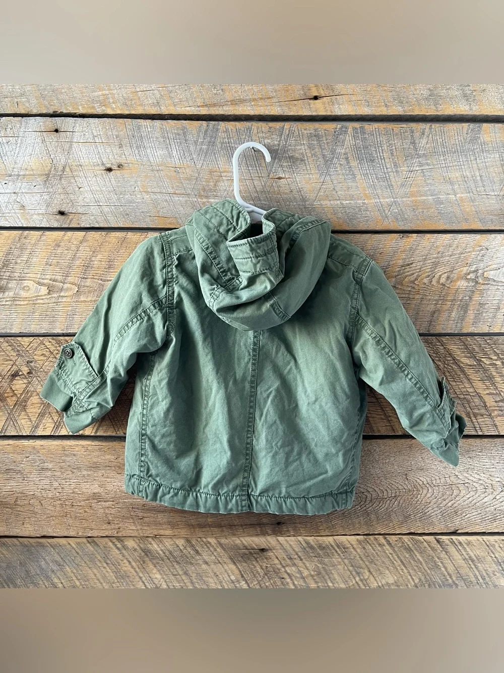 Old Navy Hooded Utility Military Style Jacket 18-24 mos Fleece lined Cotton
